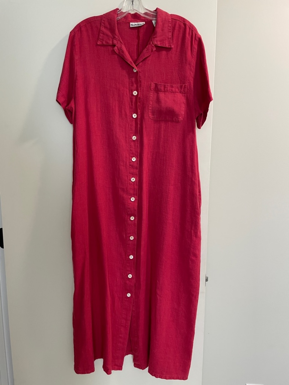 Vintage 100% Linen Button-Front Dress 90s Y2K